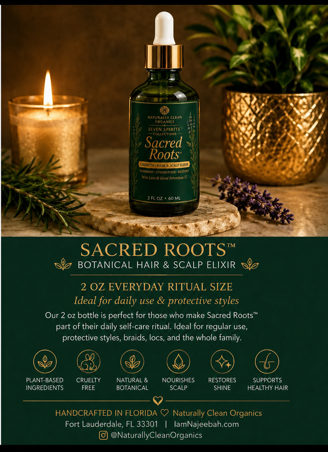 Sacred Roots 2 ounce Everyday Ritual Size without the former portrait emblem